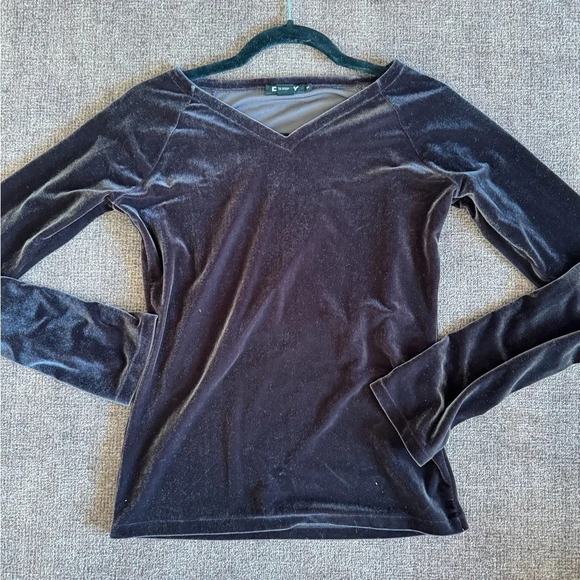 DKNY Womens Chocolate Brown Velvet Long Sleeve Shirt - M - Picture 3 of 12